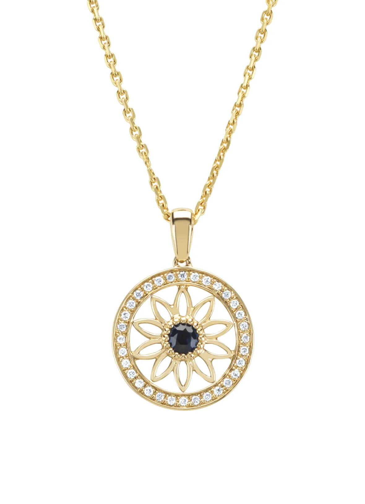 Diamond Point Losse Hangers|Geelgouden Bruidssieraden<Birthstones geelgouden hanger blauwe saffier (September)