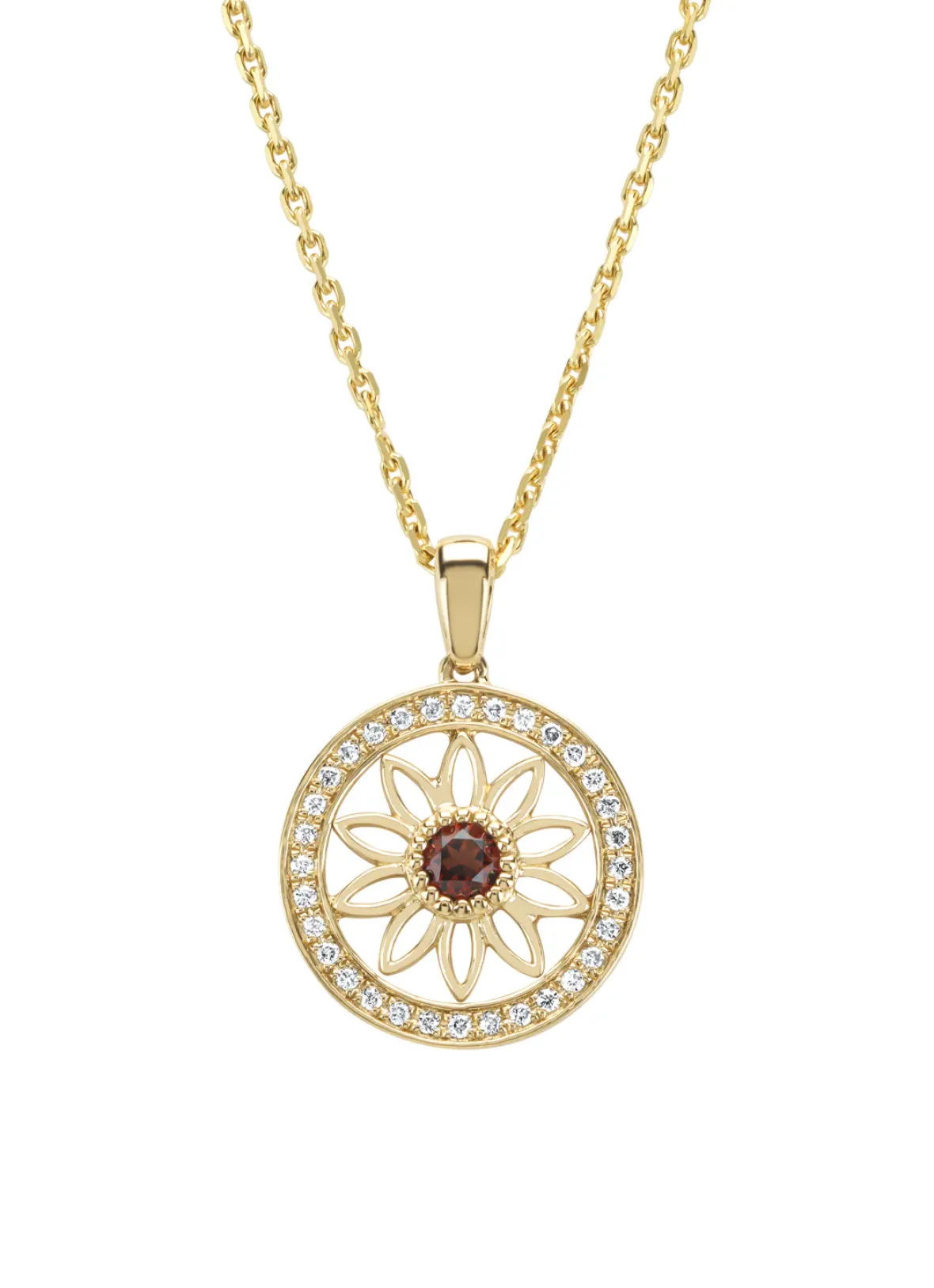 Diamond Point Losse Hangers|Geelgouden Bruidssieraden<Birthstones geelgouden hanger granaat (Januari)