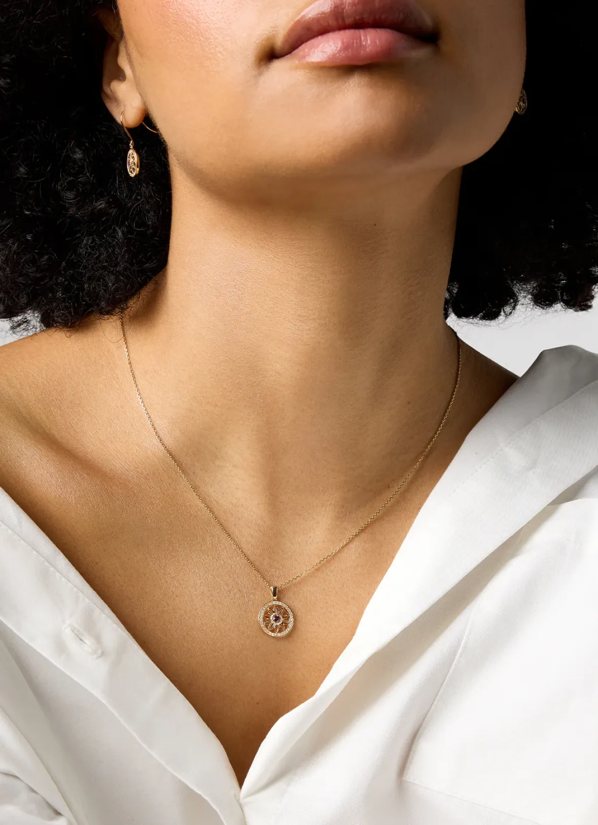 Diamond Point Losse Hangers|Geelgouden Bruidssieraden<Birthstones geelgouden hanger paarse amethist (Februari)
