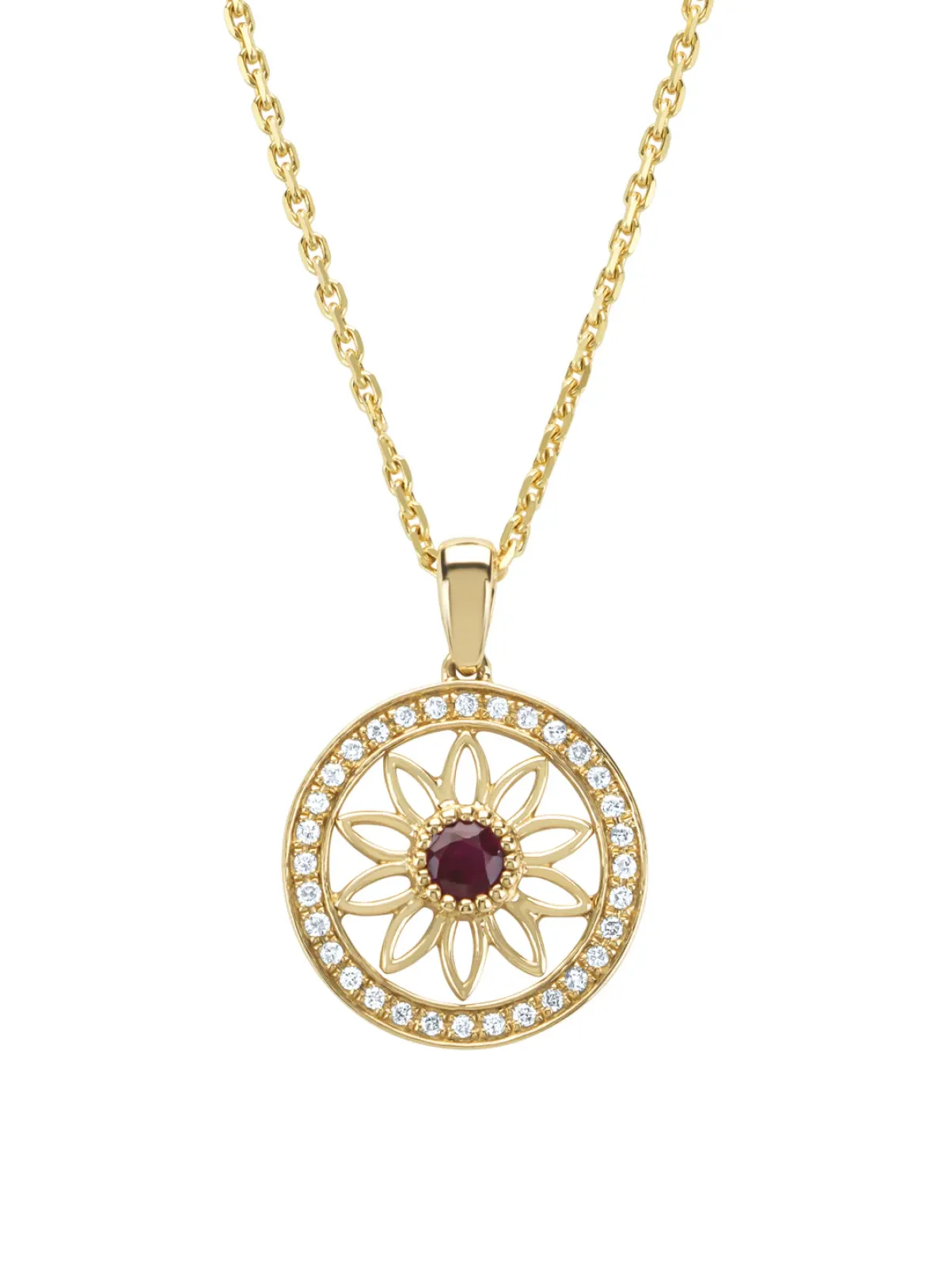 Diamond Point Losse Hangers|Geelgouden Bruidssieraden<Birthstones geelgouden hanger robijn (Juli)