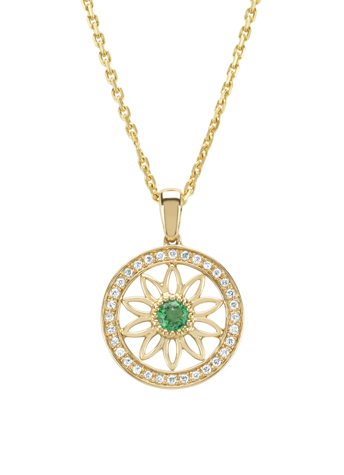 Diamond Point Losse Hangers|Geelgouden Bruidssieraden<Birthstones geelgouden hanger smaragd (Mei)