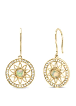 Diamond Point Geelgouden Oorsieraden|Oorsieraden Met Kleurstenen<Birthstones geelgouden oorhangers opaal (Oktober)
