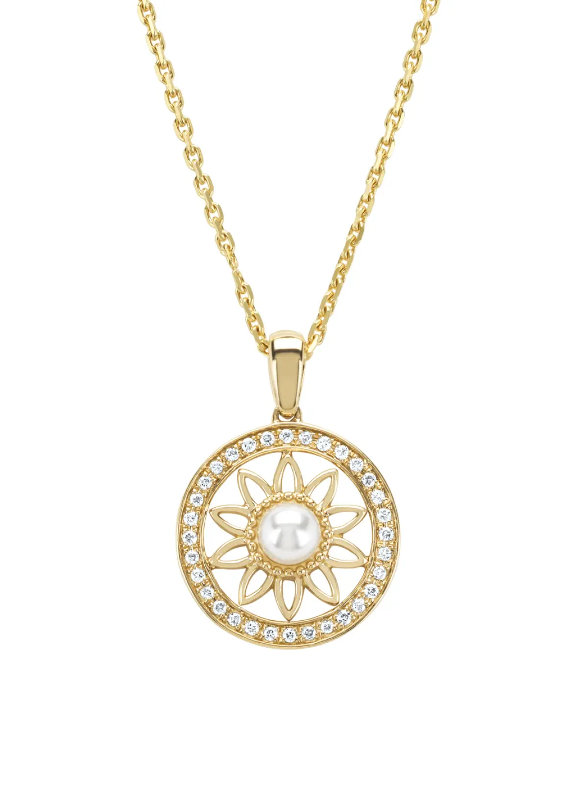 Diamond Point Losse Hangers|Geelgouden Bruidssieraden<Birthstones geelgouden parelhanger, 0.09 ct diamant (Juni)