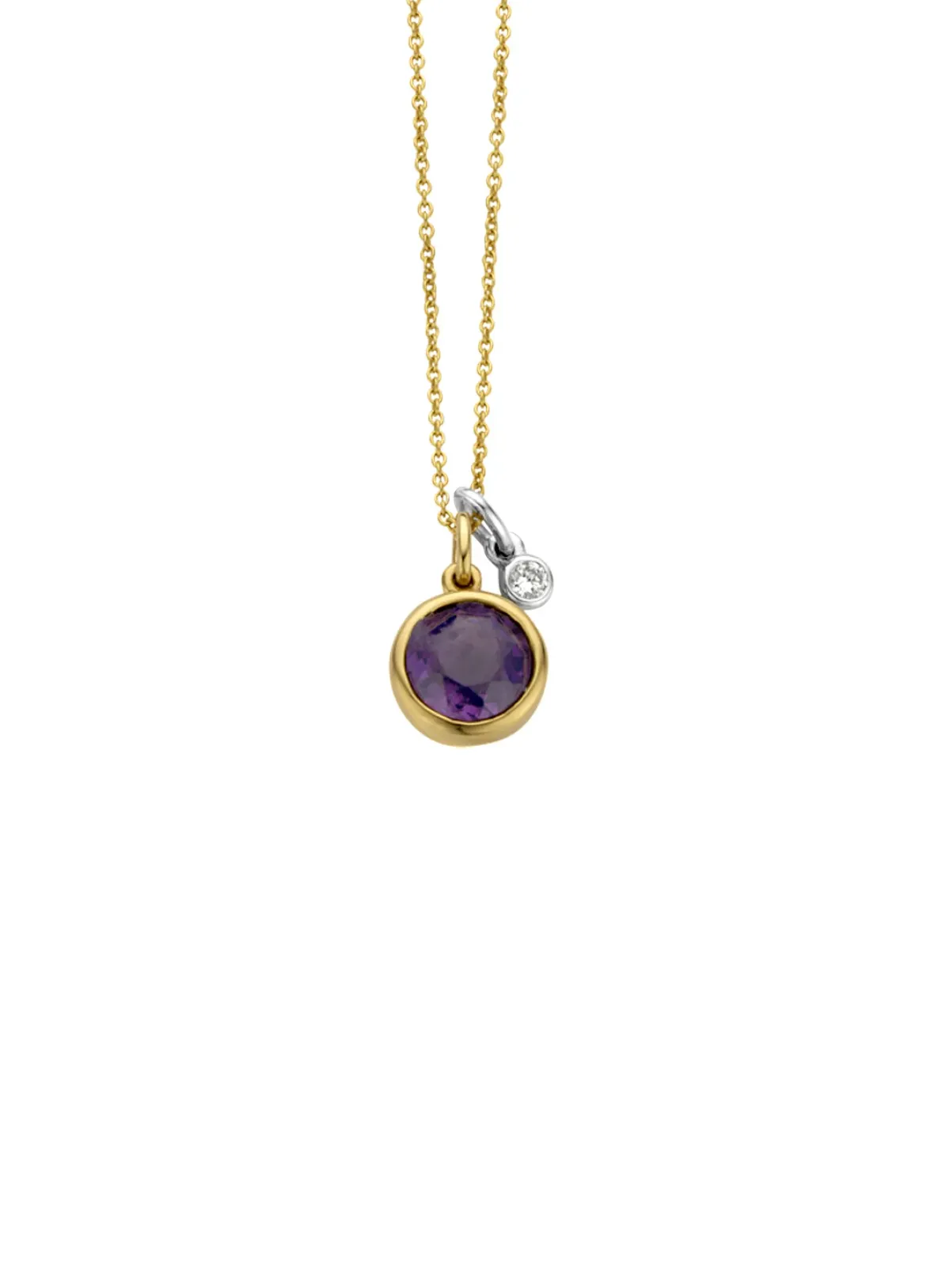 Diamond Point Colliers Met Kleurstenen<Birthstones gouden hanger met collier Februari