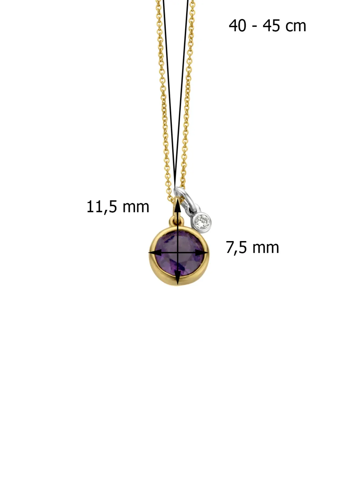 Diamond Point Colliers Met Kleurstenen<Birthstones gouden hanger met collier Februari