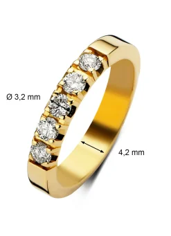 Diamond Point Alliance|Groeibriljant Ringen<Geelgouden alliance ring, 0.65 ct diamant, Groeibriljant