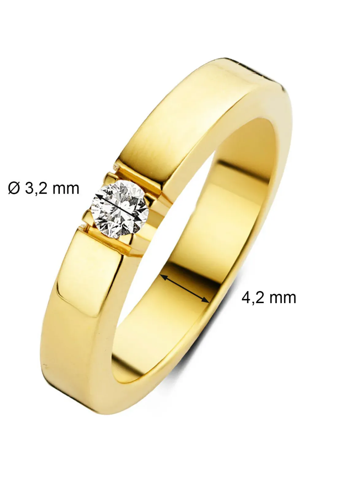 Diamond Point Alliance|Groeibriljant Ringen<Geelgouden alliance ring, 0.13 ct diamant, Groeibriljant