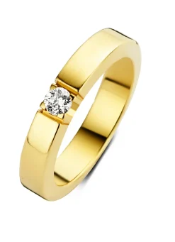 Diamond Point Alliance|Groeibriljant Ringen<Geelgouden alliance ring, 0.16 ct diamant, Groeibriljant