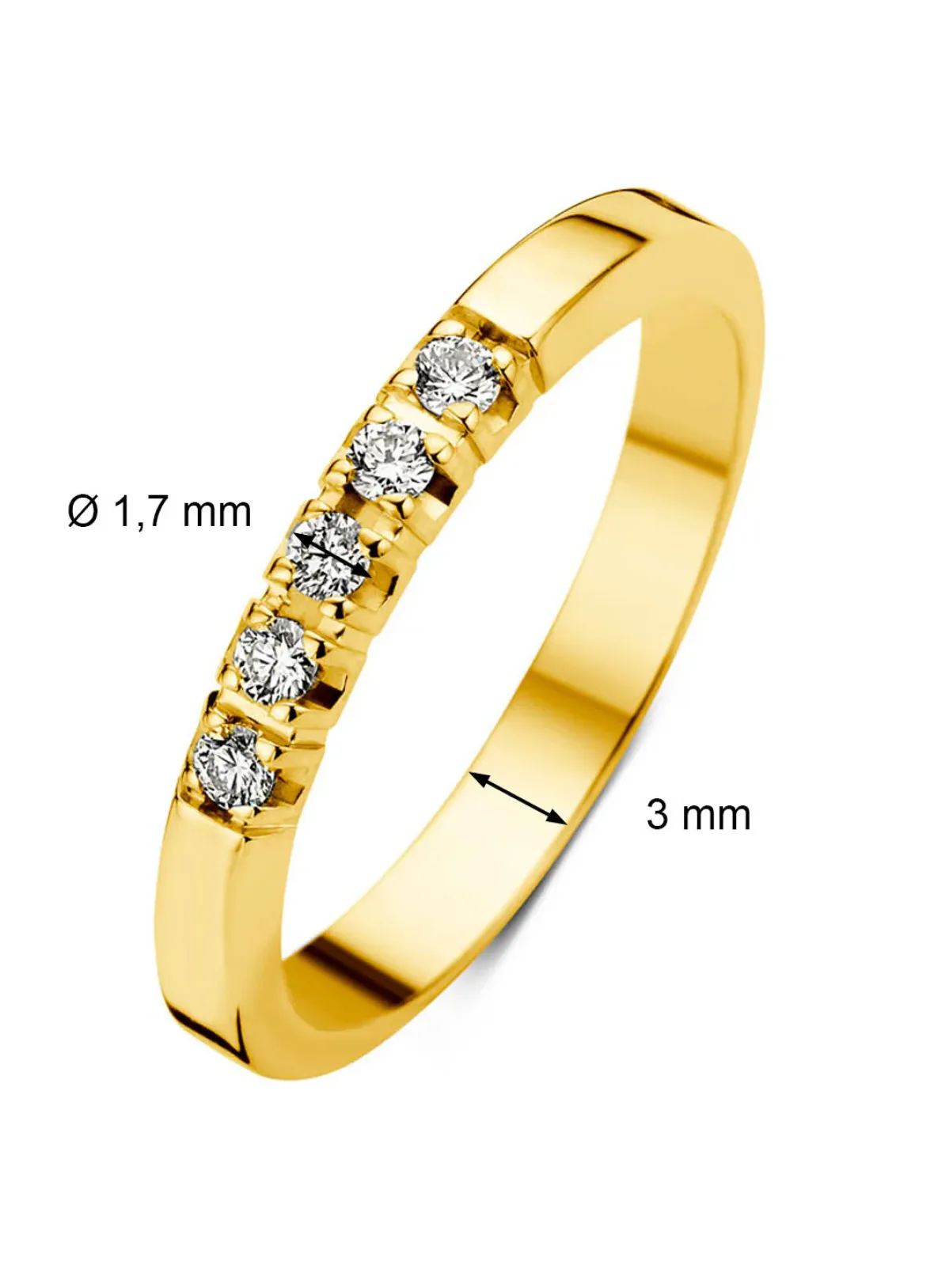 Diamond Point Alliance|Groeibriljant Ringen<Geelgouden alliance ring, 0.10 ct diamant, Groeibriljant