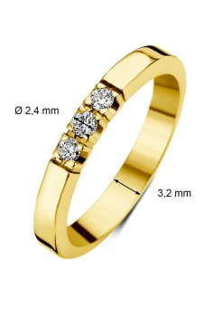 Diamond Point Alliance|Groeibriljant Ringen<Geelgouden alliance ring, 0.15 ct diamant, Groeibriljant
