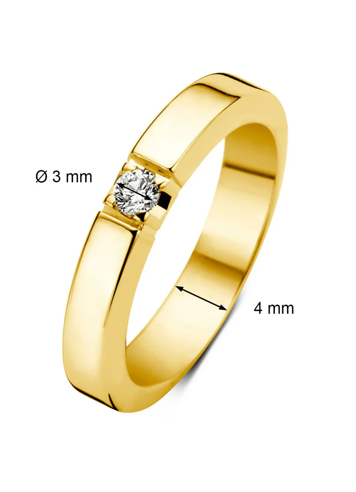 Diamond Point Alliance|Groeibriljant Ringen<Geelgouden alliance ring, 0.10 ct diamant, Groeibriljant