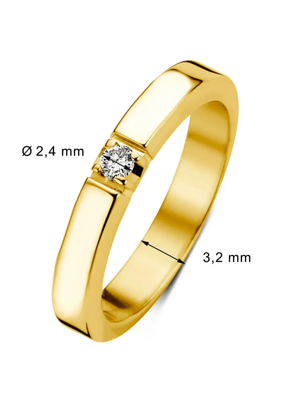 Diamond Point Alliance|Groeibriljant Ringen<Geelgouden alliance ring, 0.05 ct diamant, Groeibriljant
