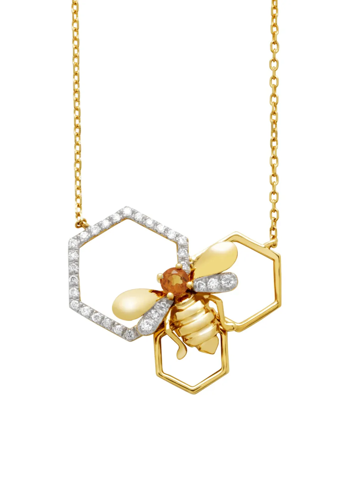 Diamond Point Colliers Met Kleurstenen|Geelgouden Colliers<Geelgouden collier, 0.05 ct citrien, Queen Bee