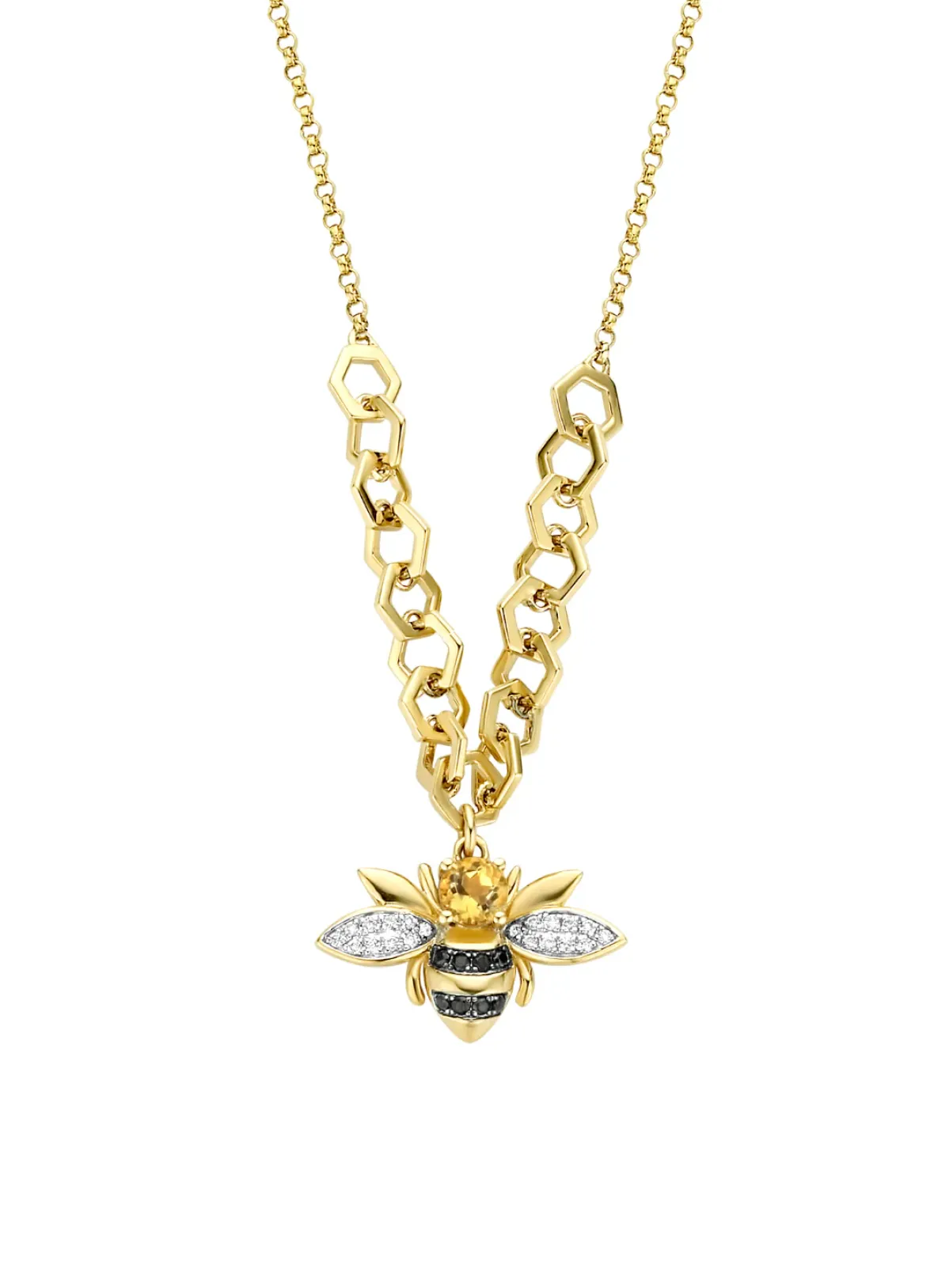 Diamond Point Geelgouden Colliers|Colliers Met Kleurstenen<Geelgouden collier, 0.18 ct citrien, Queen Bee