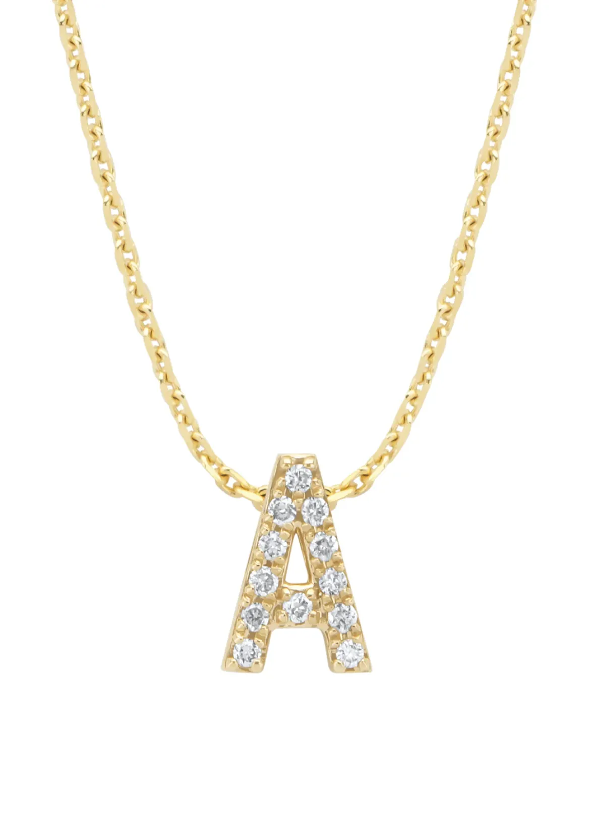 Diamond Point Letter Hangers|Losse Hangers<Geelgouden hanger A, 0.05 ct diamant, Alphabet