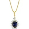 Diamond Point Losse Hangers|Geelgouden Bruidssieraden<Geelgouden hanger, 1.00 ct blauwe saffier, Eden