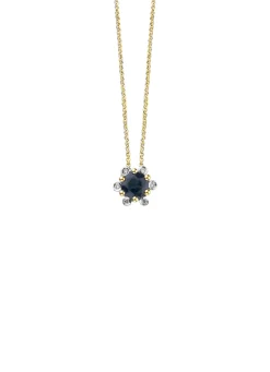 Diamond Point Losse Hangers|Geelgouden Bruidssieraden<Geelgouden hanger, 0.47 ct blauwe saffier, Empress