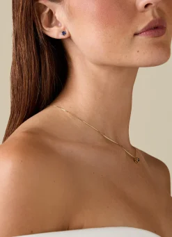 Diamond Point Losse Hangers|Geelgouden Bruidssieraden<Geelgouden hanger, 0.47 ct blauwe saffier, Empress