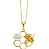 Diamond Point Losse Hangers|Geelgouden Bruidssieraden<Geelgouden hanger, 0.25 ct citrien, Queen Bee
