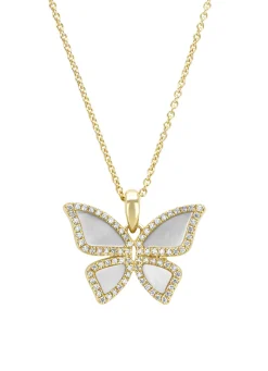 Diamond Point Losse Hangers|Geelgouden Bruidssieraden<Geelgouden hanger, 0.20 ct diamant, Butterfly Kisses