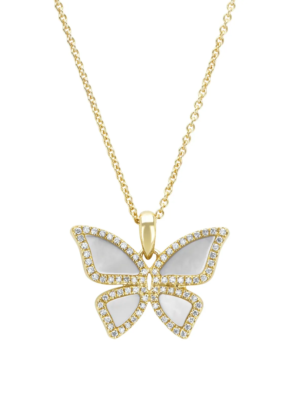 Diamond Point Losse Hangers|Geelgouden Bruidssieraden<Geelgouden hanger, 0.20 ct diamant, Butterfly Kisses