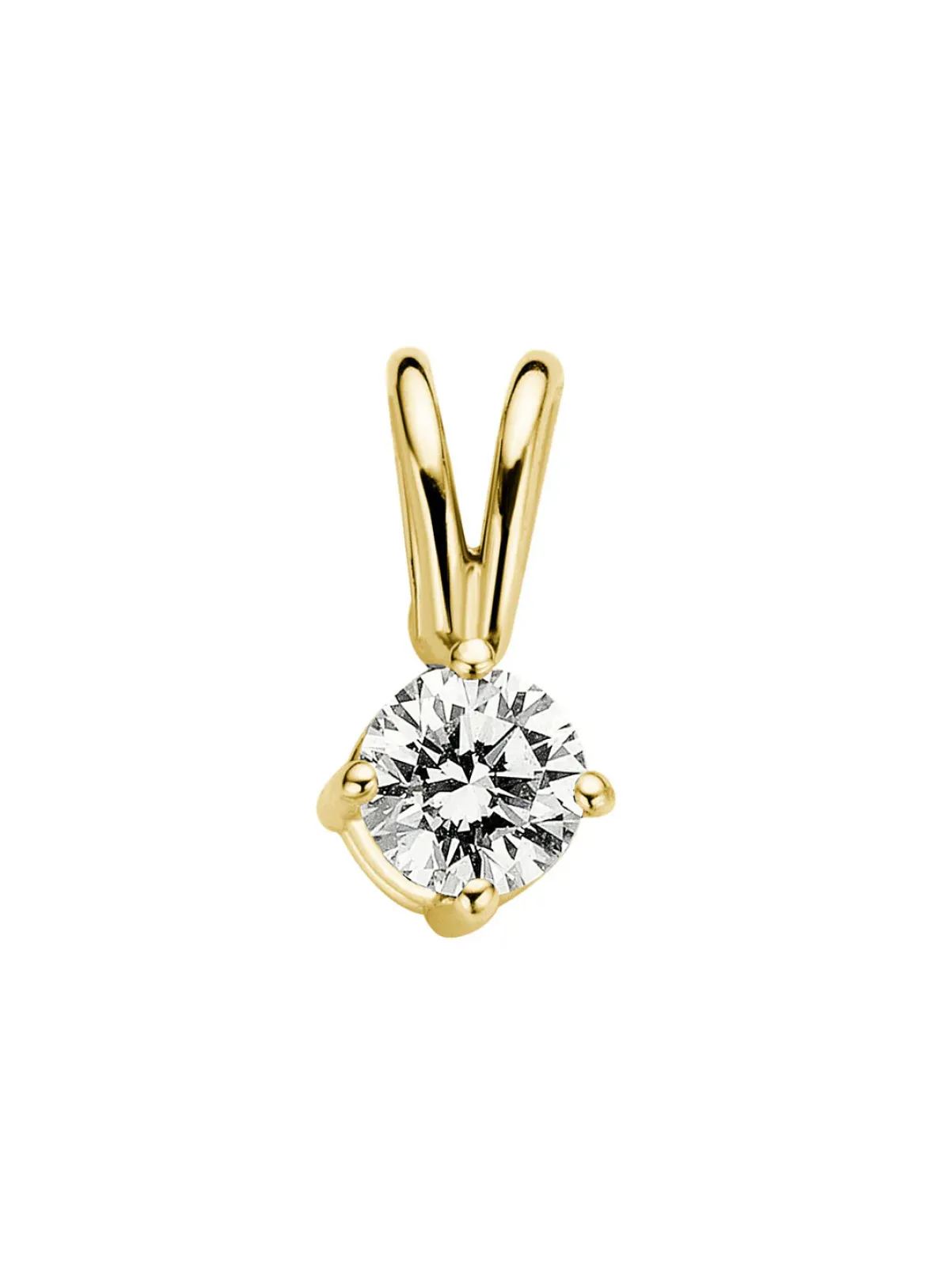 Diamond Point Groeibriljant Hangers|Solitair C<Geelgouden hanger, 0.15 ct diamant, Groeibriljant