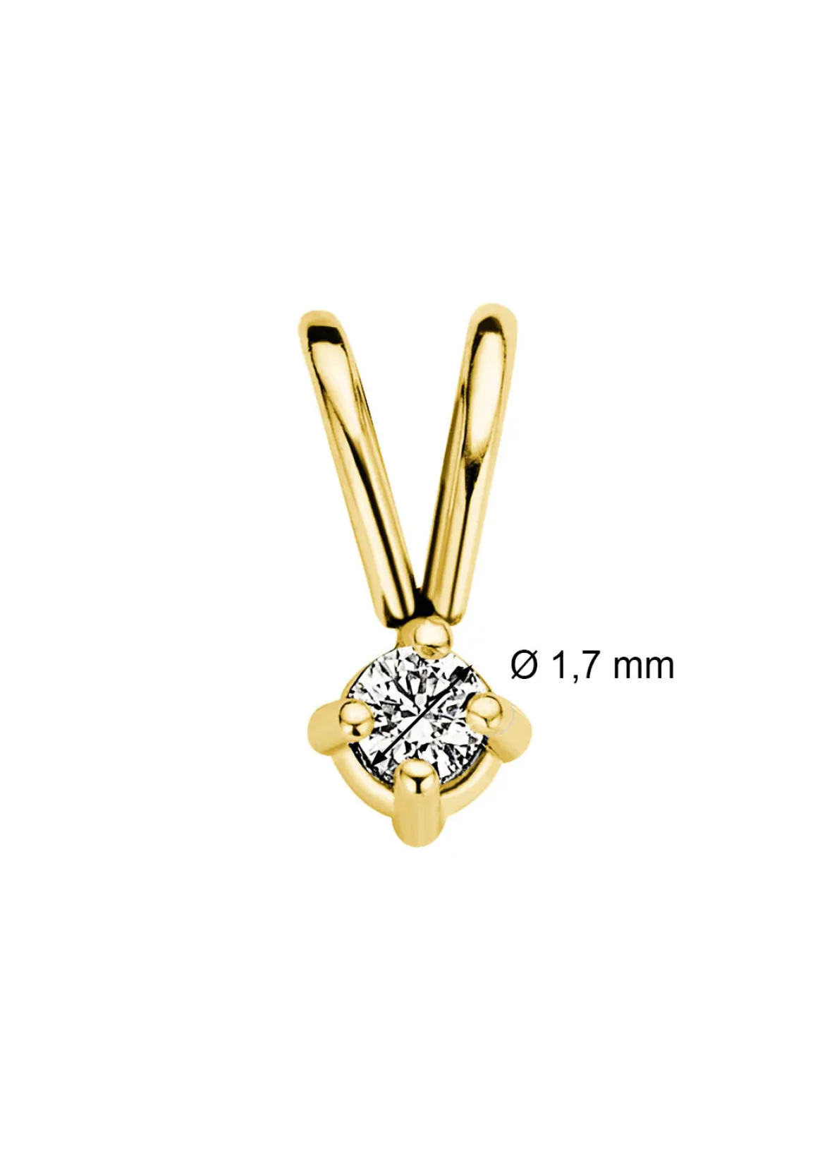 Diamond Point Solitair C|Solitair Classic<Geelgouden hanger, 0.02 ct diamant, Groeibriljant