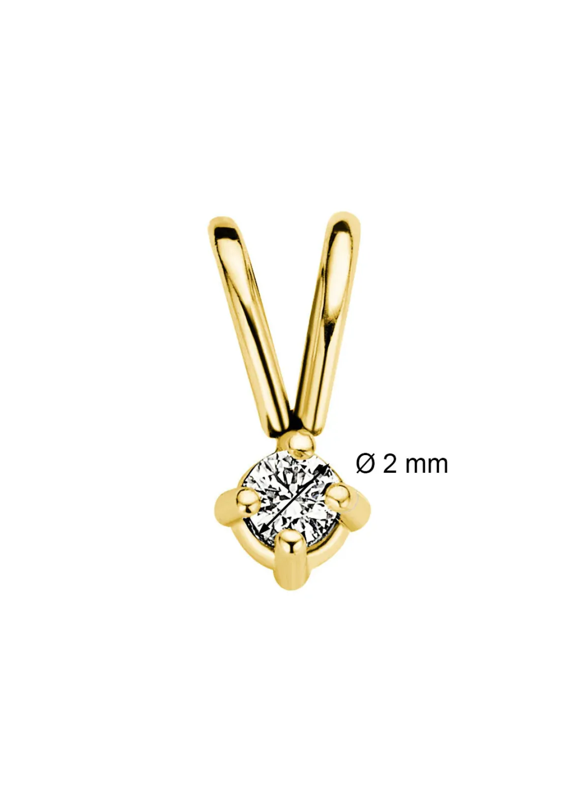Diamond Point Solitair C|Solitair Classic<Geelgouden hanger, 0.03 ct diamant, Groeibriljant
