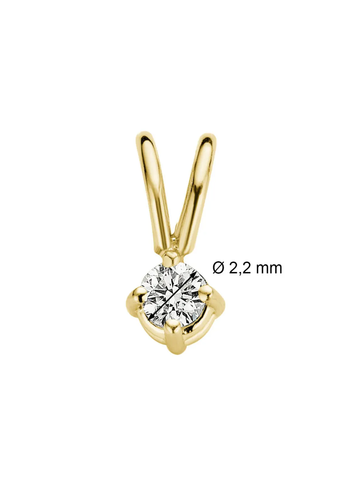 Diamond Point Solitair C|Solitair Classic<Geelgouden hanger, 0.04 ct diamant, Groeibriljant