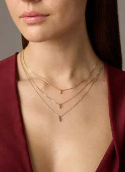 Diamond Point Solitair C|Solitair Classic<Geelgouden hanger, 0.04 ct diamant, Groeibriljant