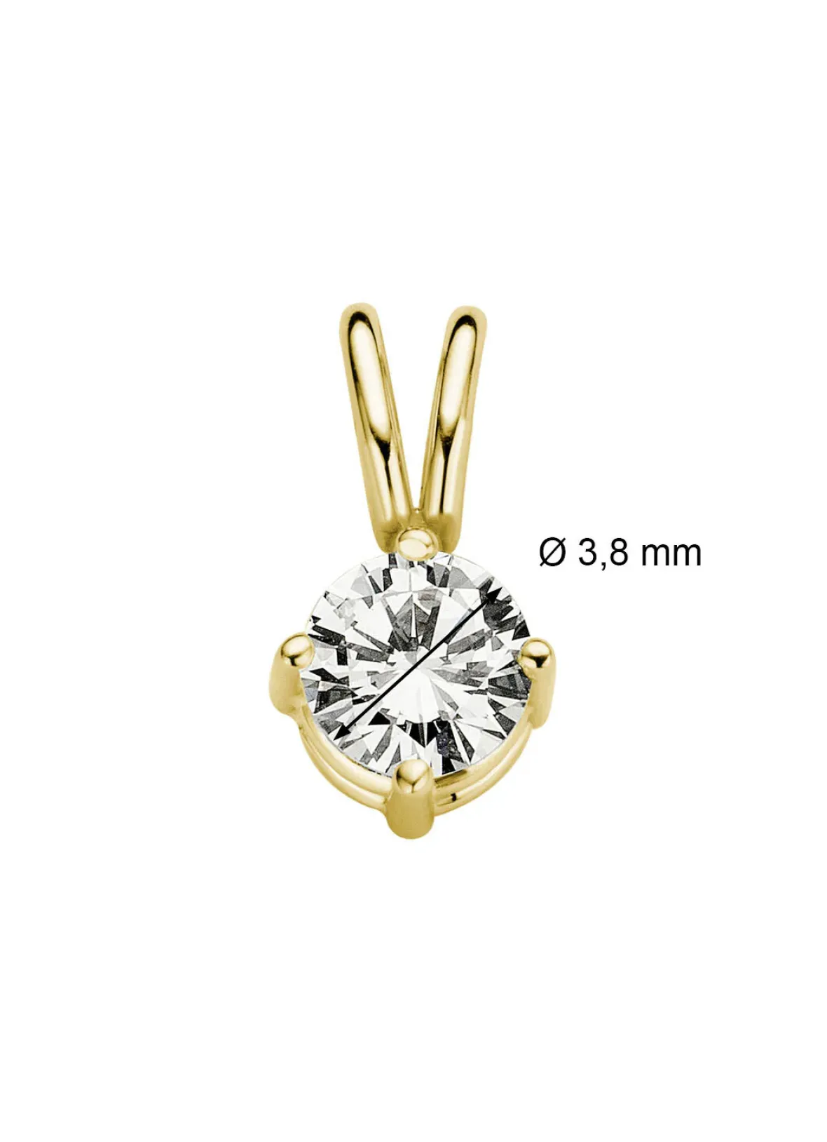 Diamond Point Solitair C|Solitair Classic<Geelgouden hanger, 0.23 ct diamant, Groeibriljant