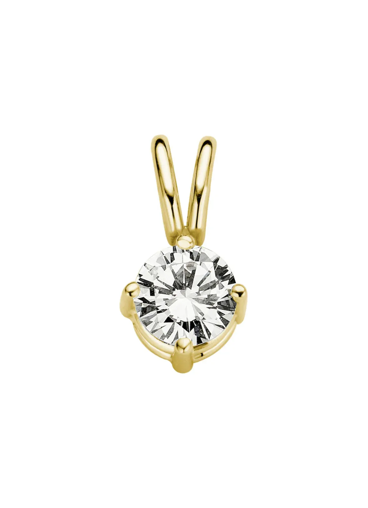 Diamond Point Solitair C|Solitair Classic<Geelgouden hanger, 0.26 ct diamant, Groeibriljant