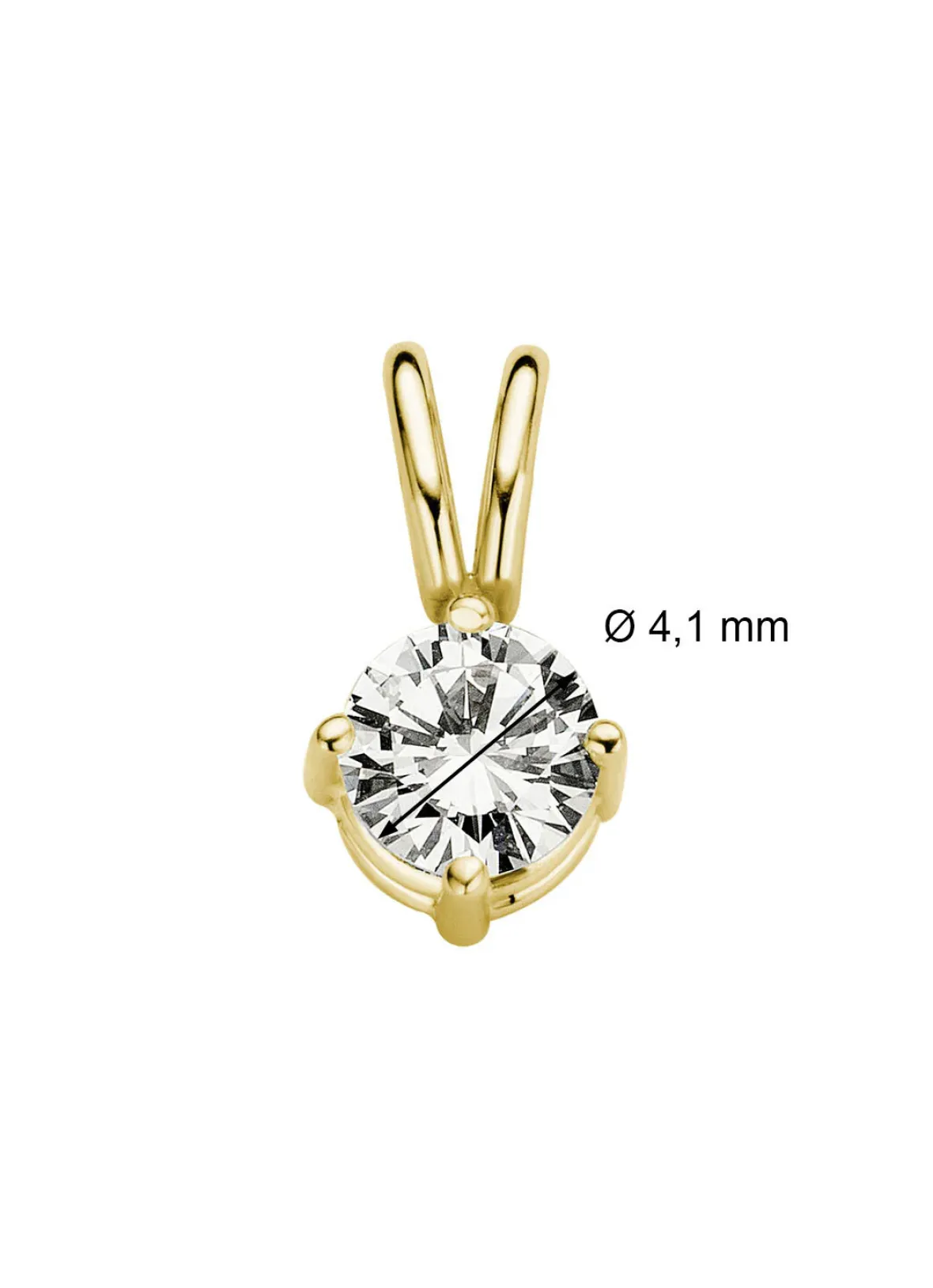 Diamond Point Solitair C|Solitair Classic<Geelgouden hanger, 0.26 ct diamant, Groeibriljant