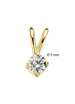 Diamond Point Solitair C|Solitair Classic<Geelgouden hanger, 0.11 ct diamant, Groeibriljant