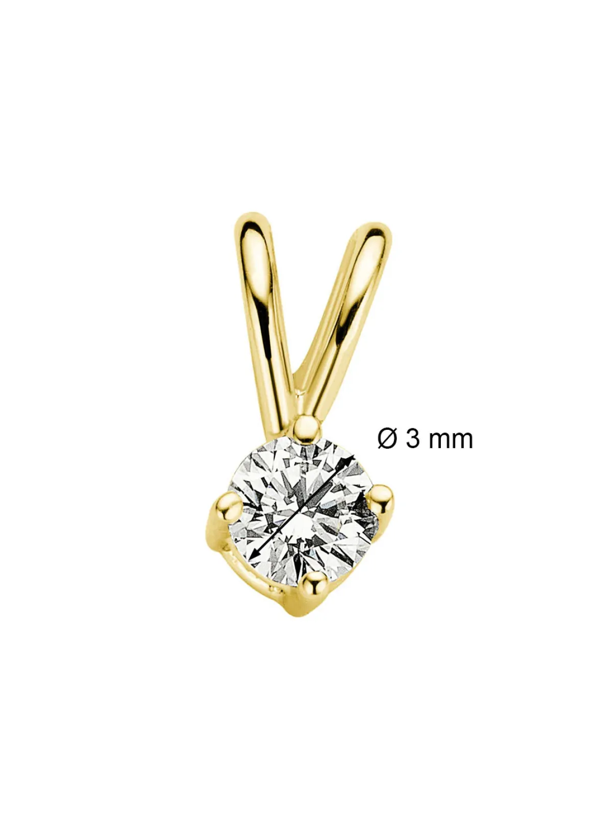 Diamond Point Solitair C|Solitair Classic<Geelgouden hanger, 0.11 ct diamant, Groeibriljant