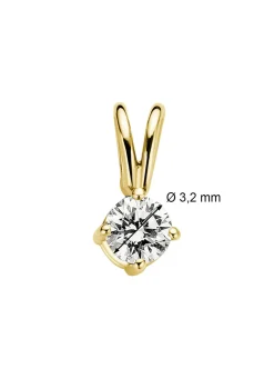 Diamond Point Solitair C|Solitair Classic<Geelgouden hanger, 0.13 ct diamant, Groeibriljant