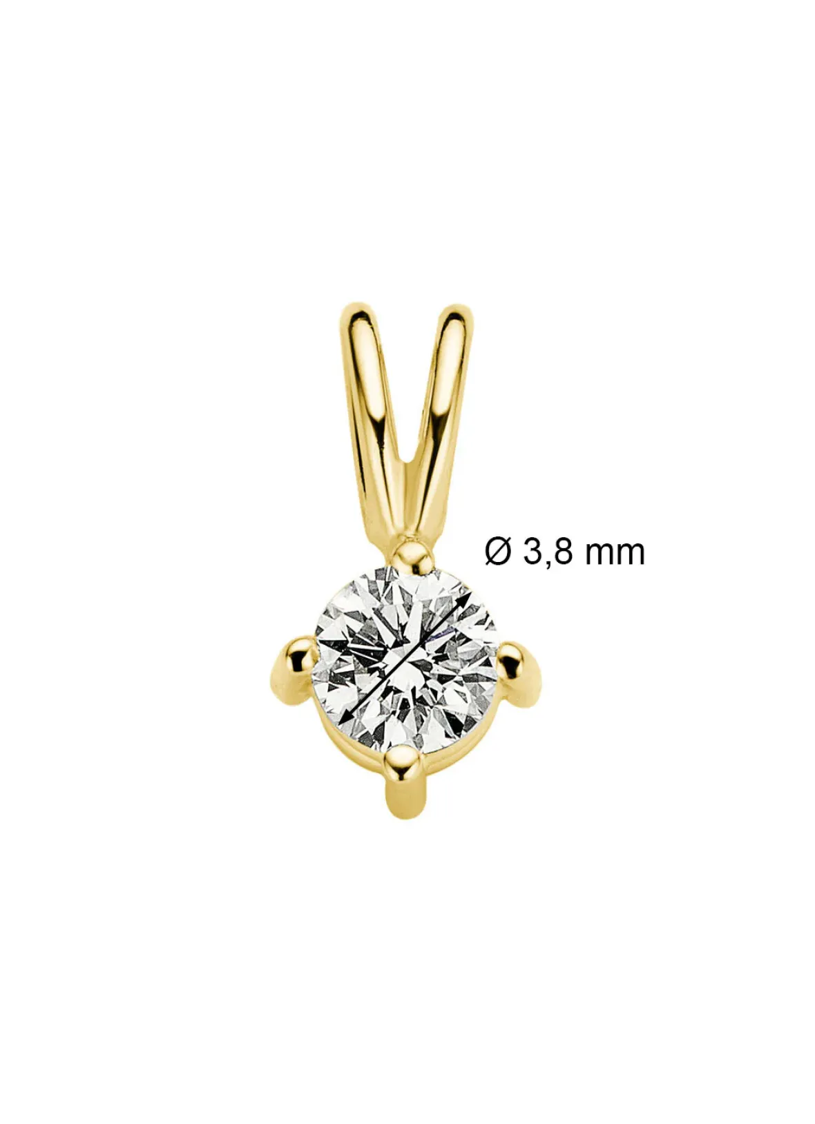 Diamond Point Solitair C|Solitair Classic<Geelgouden hanger, 0.21 ct diamant, Groeibriljant