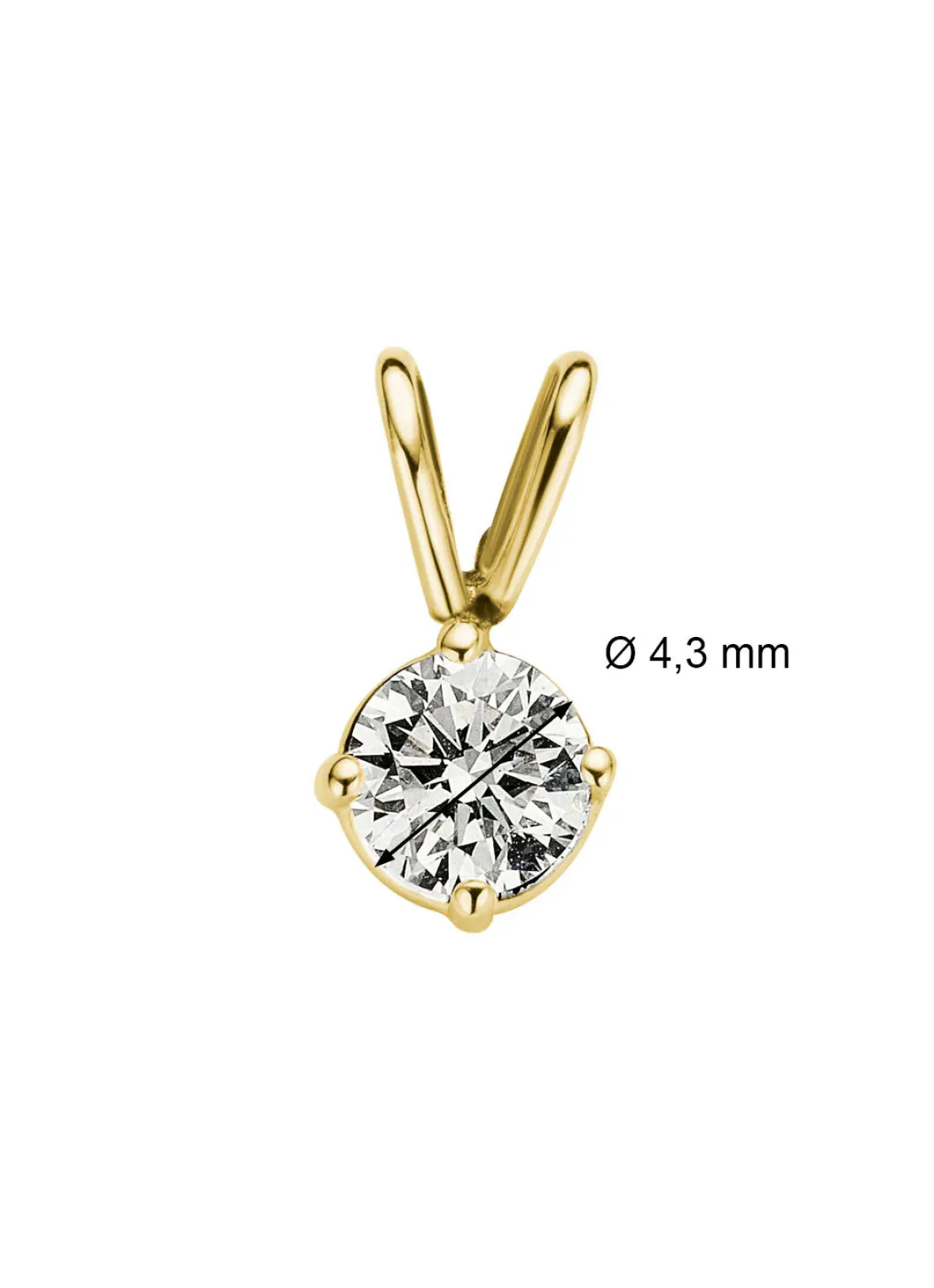 Diamond Point Solitair C|Solitair Classic<Geelgouden hanger, 0.31 ct diamant, Groeibriljant