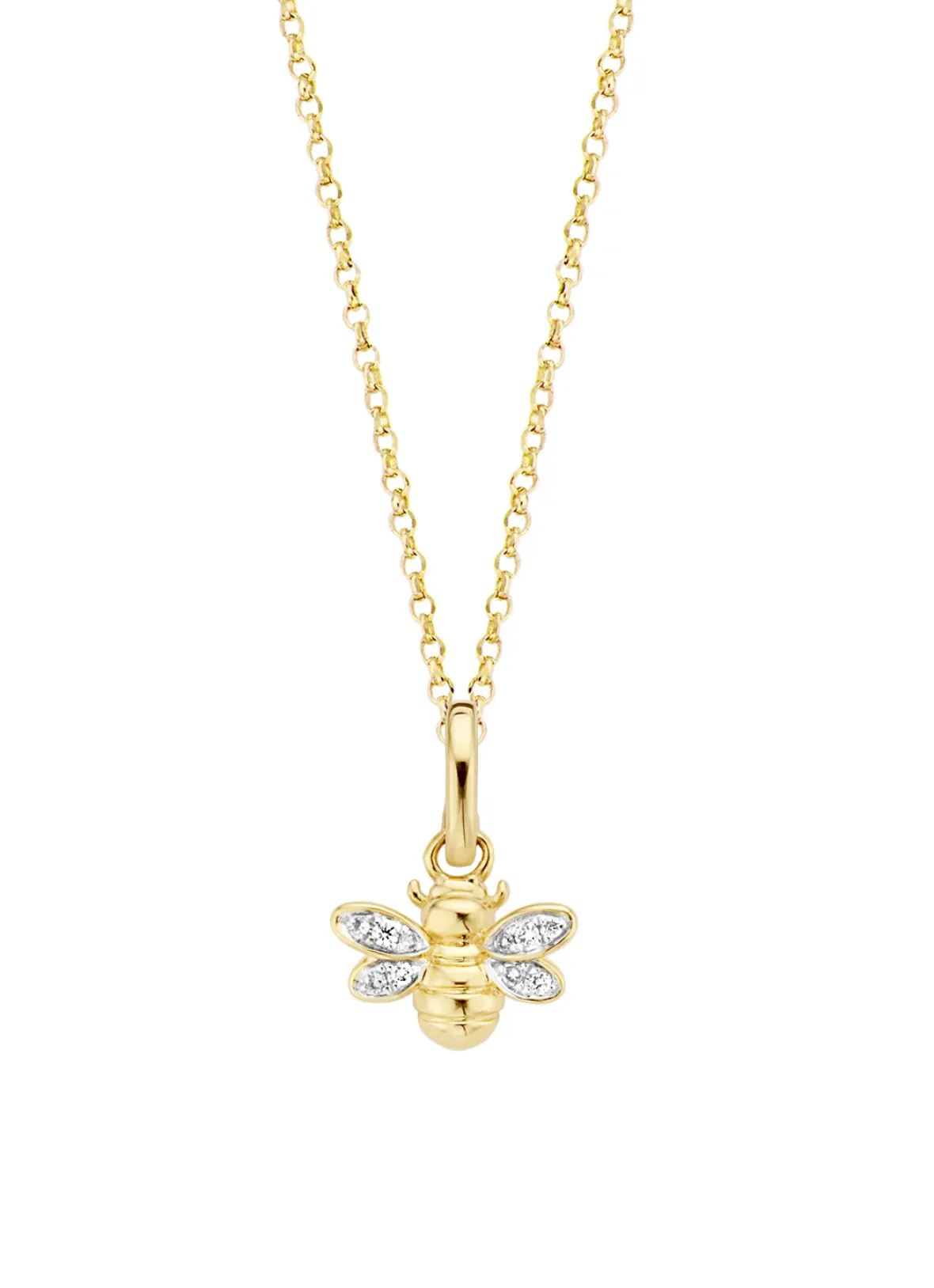 Diamond Point Losse Hangers|Geelgouden Bruidssieraden<Geelgouden hanger, 0.04 ct diamant, Queen Bee
