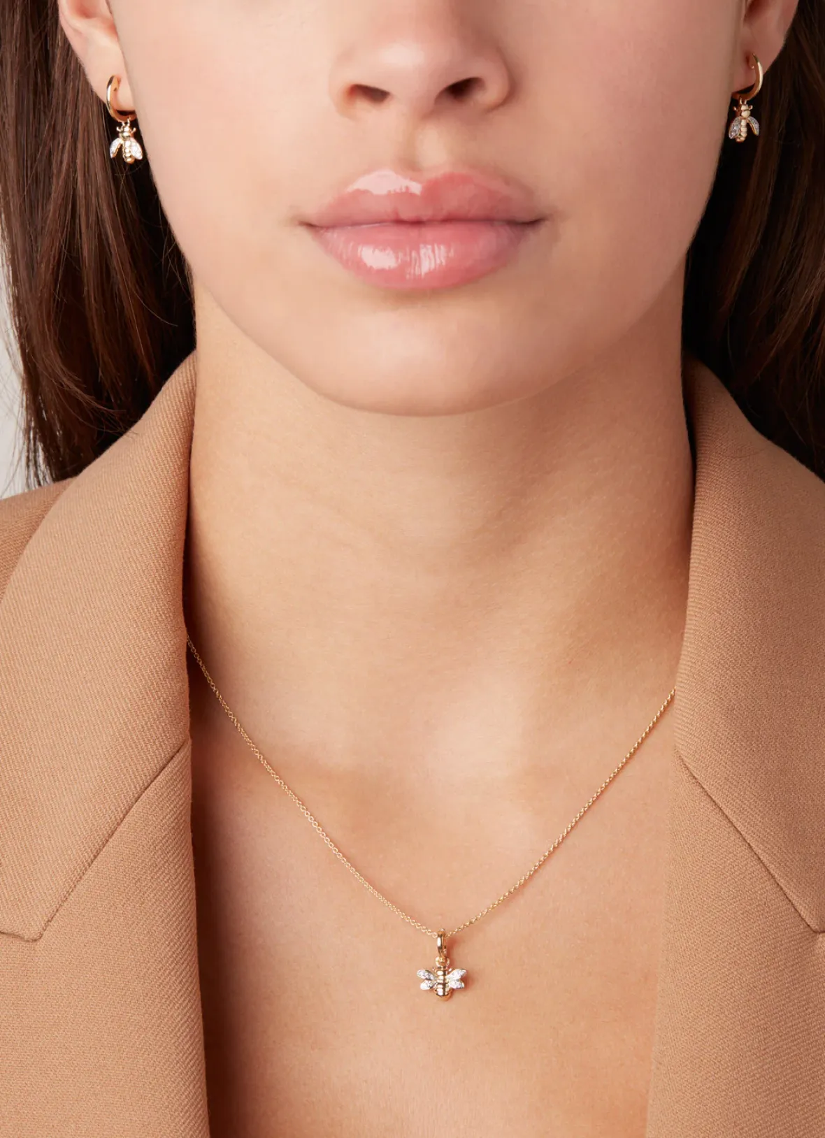 Diamond Point Losse Hangers|Geelgouden Bruidssieraden<Geelgouden hanger, 0.04 ct diamant, Queen Bee