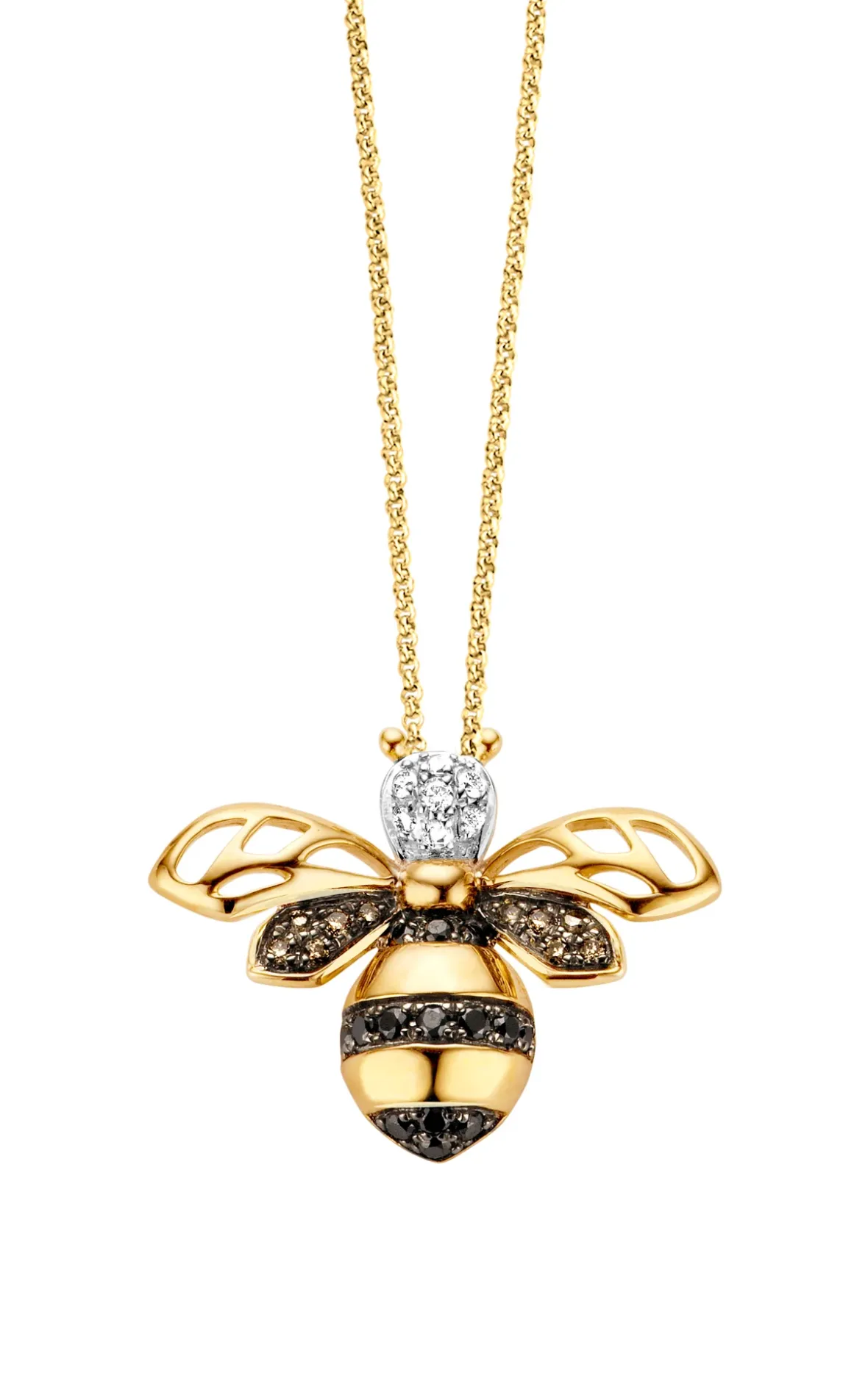 Diamond Point Losse Hangers|Geelgouden Bruidssieraden<Geelgouden hanger, 0.16 ct diamant, Queen Bee