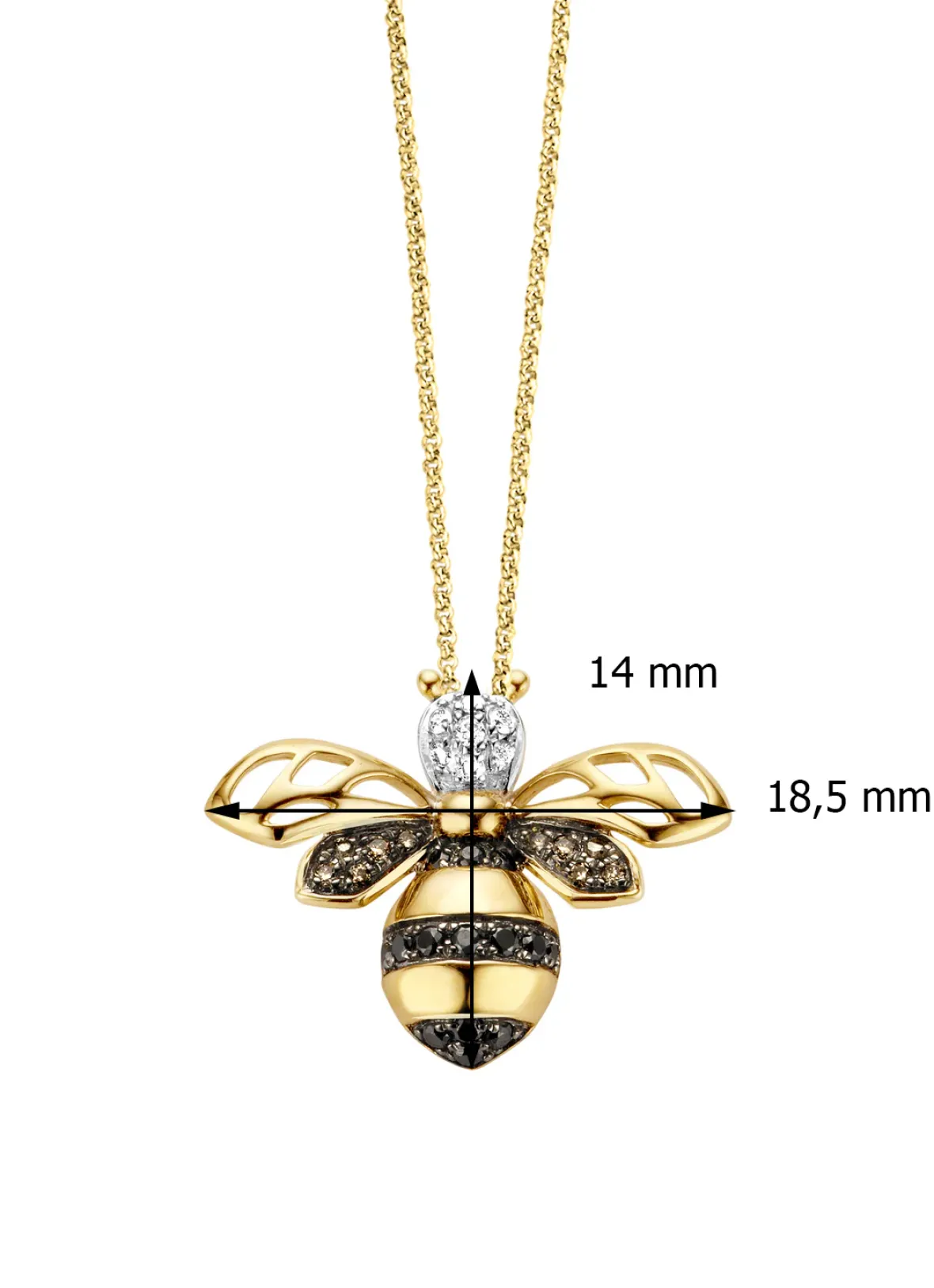 Diamond Point Losse Hangers|Geelgouden Bruidssieraden<Geelgouden hanger, 0.16 ct diamant, Queen Bee