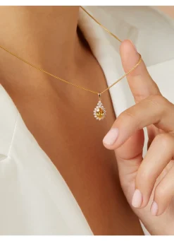 Diamond Point Losse Hangers|Geelgouden Bruidssieraden<Geelgouden hanger, 1.00 ct gele saffier, Eden