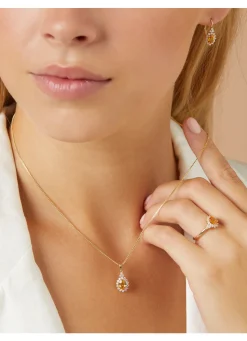 Diamond Point Losse Hangers|Geelgouden Bruidssieraden<Geelgouden hanger, 1.00 ct gele saffier, Eden