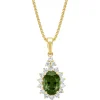 Diamond Point Losse Hangers|Geelgouden Bruidssieraden<Geelgouden hanger, 1.00 ct groene saffier, Eden