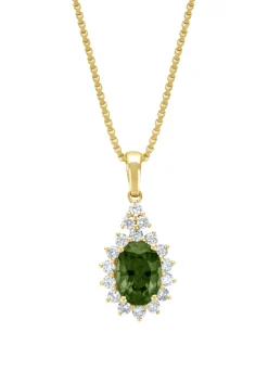 Diamond Point Losse Hangers|Geelgouden Bruidssieraden<Geelgouden hanger, 1.00 ct groene saffier, Eden