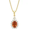 Diamond Point Losse Hangers|Geelgouden Bruidssieraden<Geelgouden hanger, 1.00 ct oranje saffier ( bew, Eden