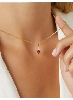Diamond Point Losse Hangers|Geelgouden Bruidssieraden<Geelgouden hanger, 1.00 ct oranje saffier ( bew, Eden