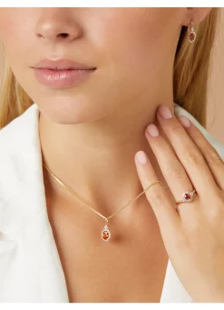 Diamond Point Losse Hangers|Geelgouden Bruidssieraden<Geelgouden hanger, 1.00 ct oranje saffier ( bew, Eden