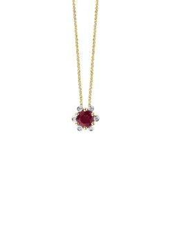 Diamond Point Losse Hangers|Geelgouden Bruidssieraden<Geelgouden hanger, 0.44 ct robijn, Empress
